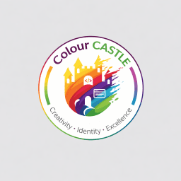 Colour CASTLE logo with rainbow border
